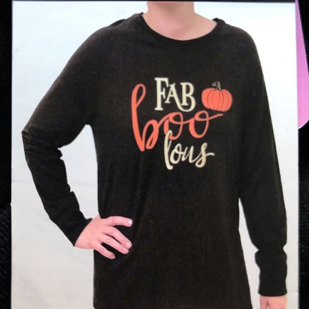 State of Mine “Fa-BOO-lous” Halloween Long Sleeve Holiday T-Shirt NEW